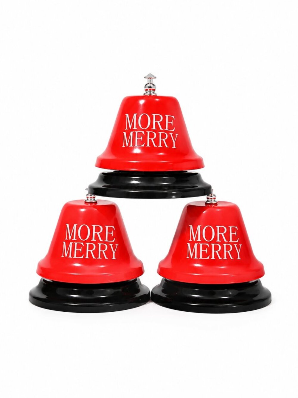 Lot of 3 More Merry Christmas Bells Holiday Desk Counter Bells 2 New In Box